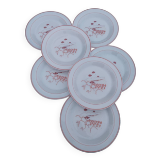 7 dessert plates with country decor from Arcopal, 1980