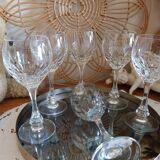 Anciens verres à pied cristal artisanat de Lorraine