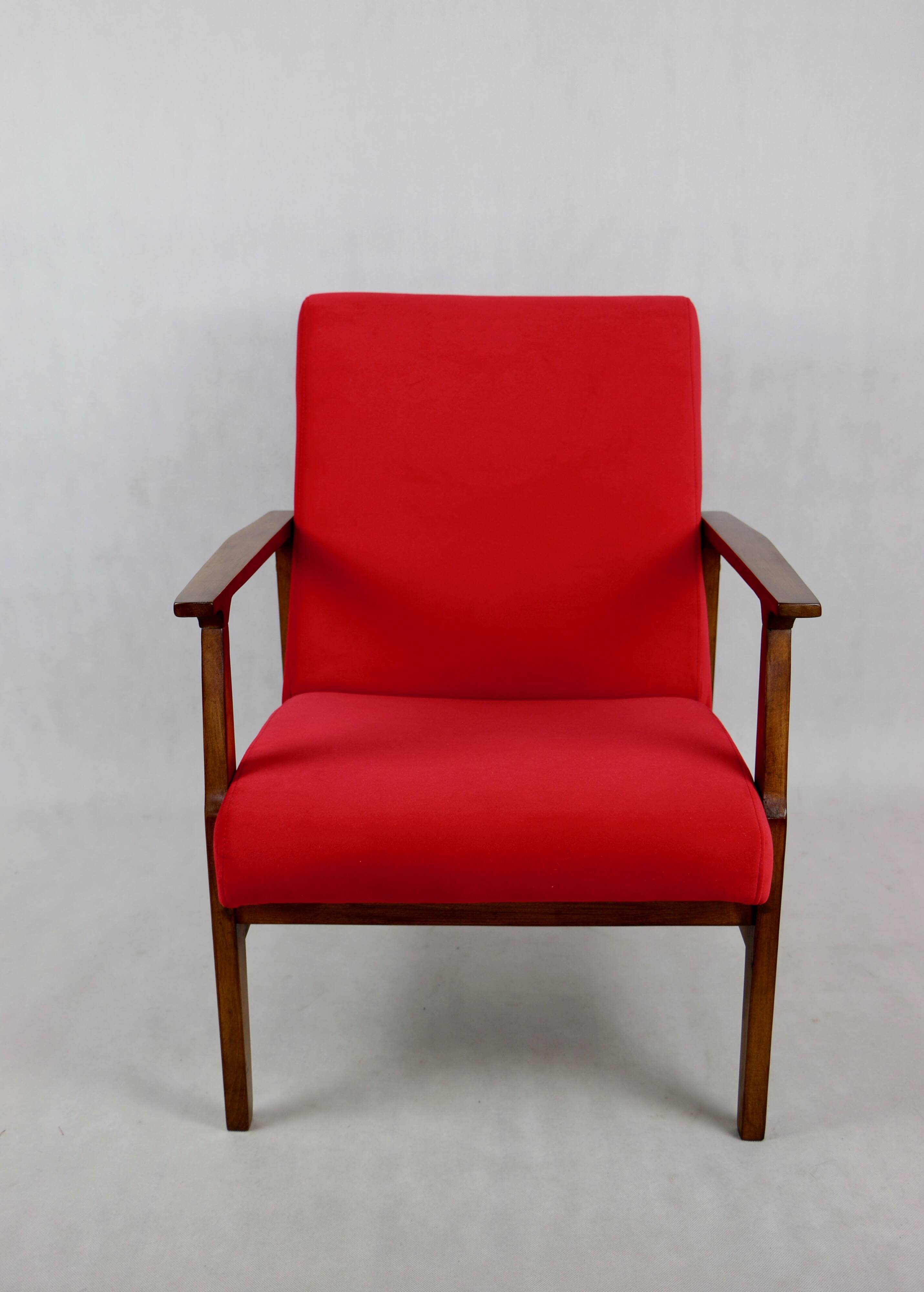 Chaise longue vintage en velours rouge, années 1970