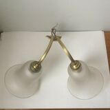 Double wall lamp in bronze and tulips in frosted glass
