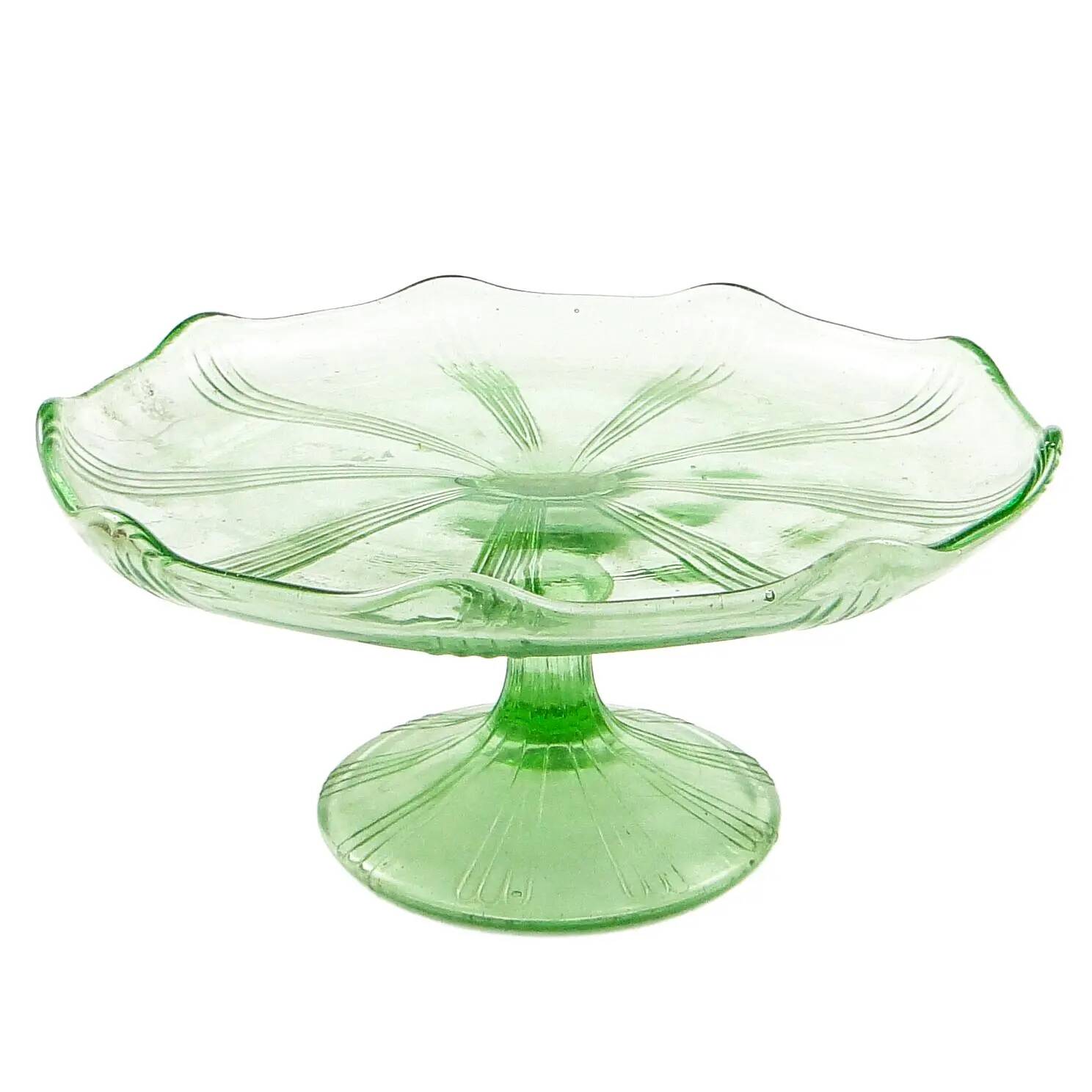 Art Deco cake stand, glass, Ząbkowice, Poland, 1970s