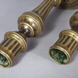 Pair of fluted bronze candlesticks Louis XVI period 27 cm