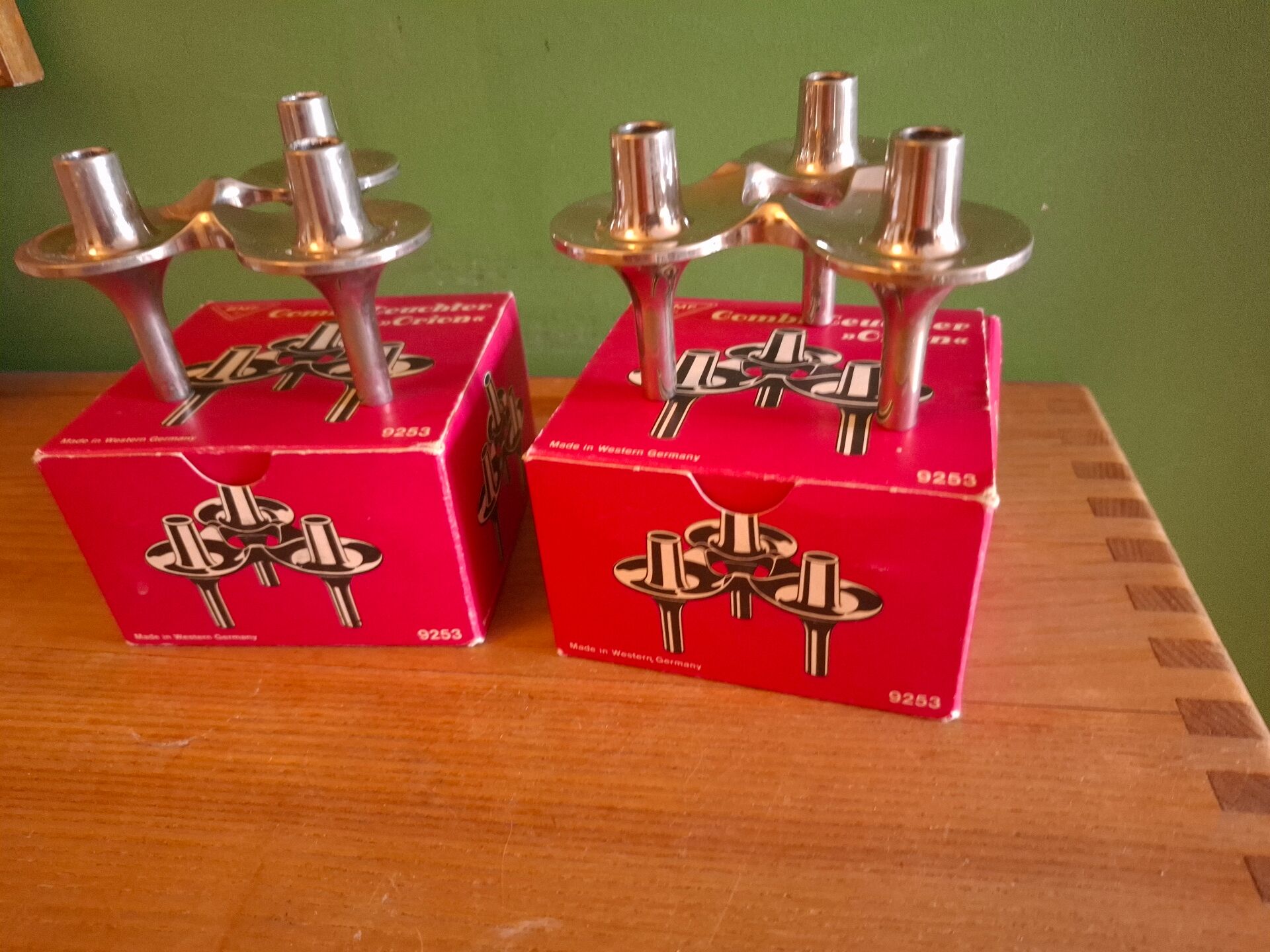 Two vintage BMF candlesticks in boxes.