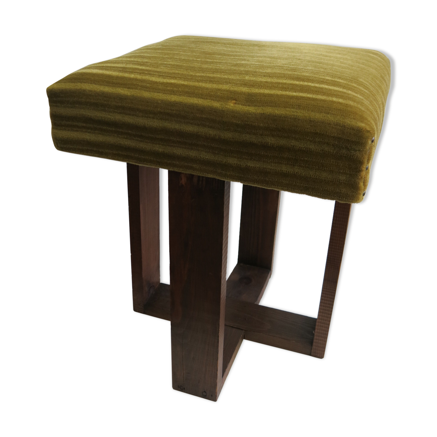 Rest - art deco foot in green velvet and solid wood
