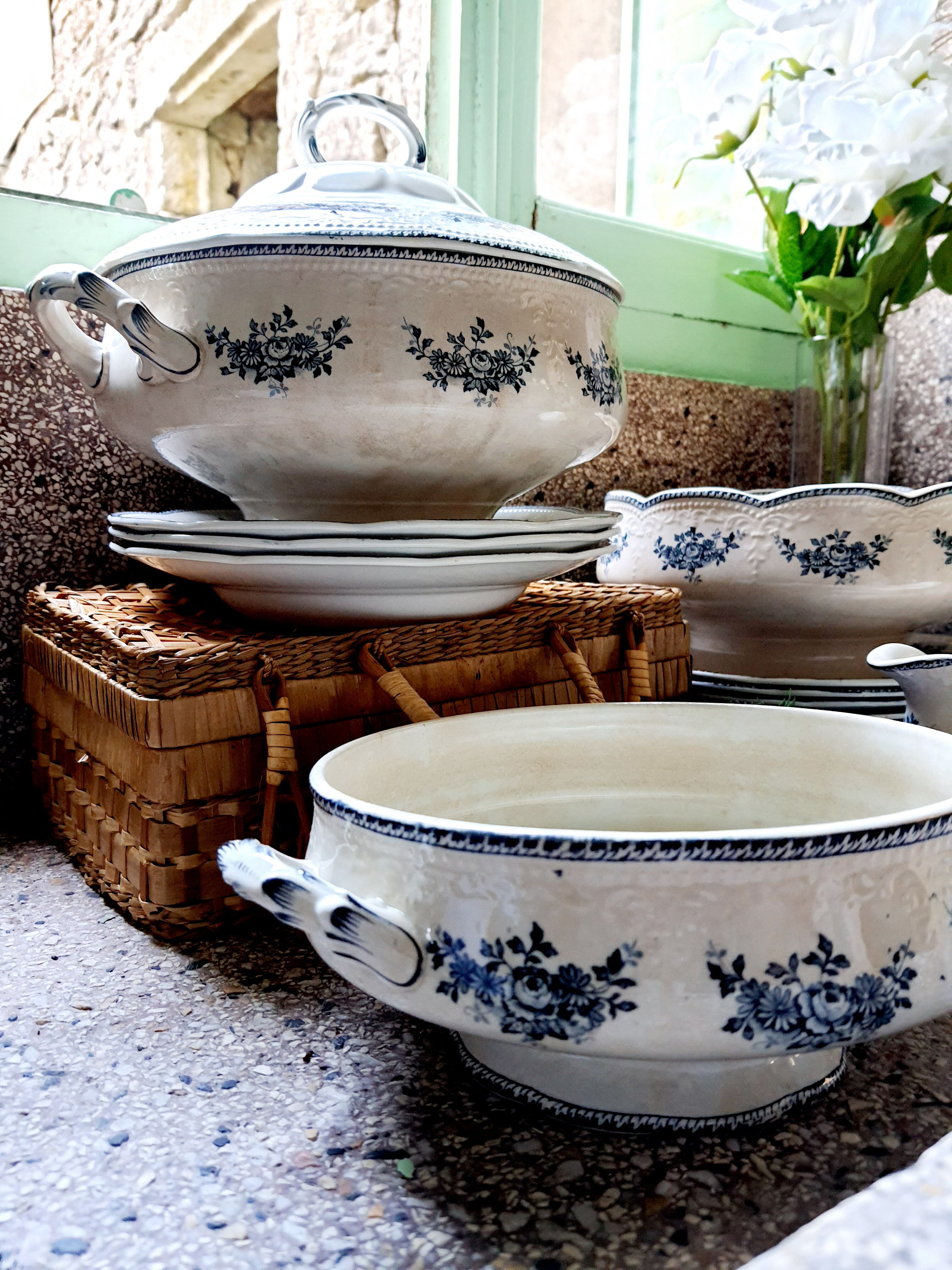 Hollow dish has handles on footdle Badonviller model Richelieu