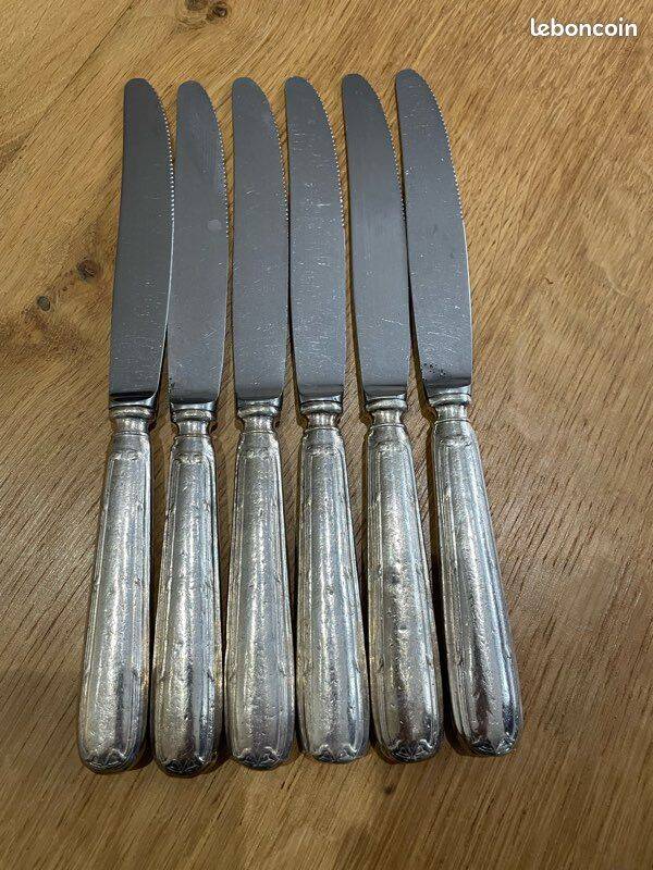 Set of 6 silver-plated knives