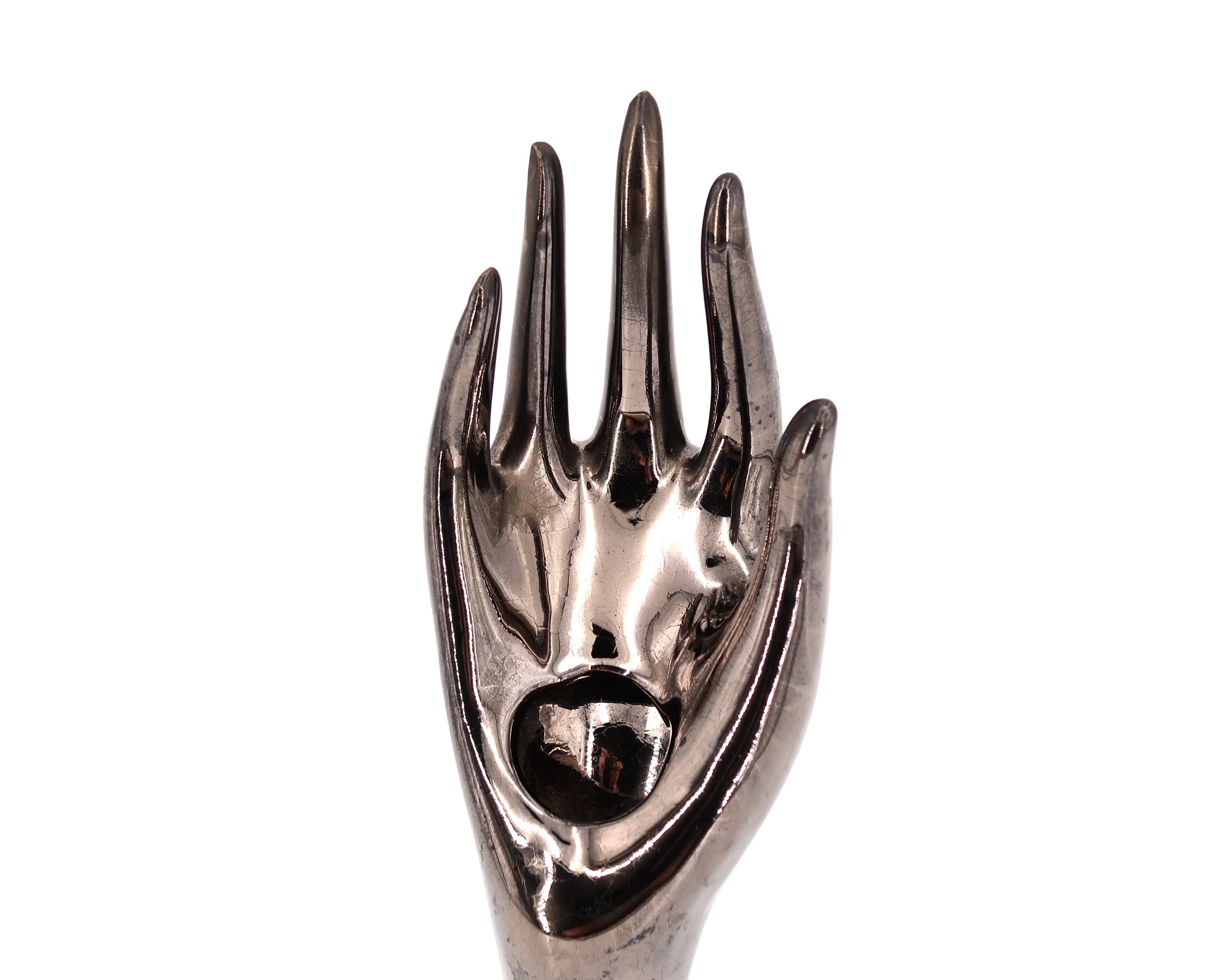 Hand ring sizer Bag Flowers in bronze ceramic, 70s