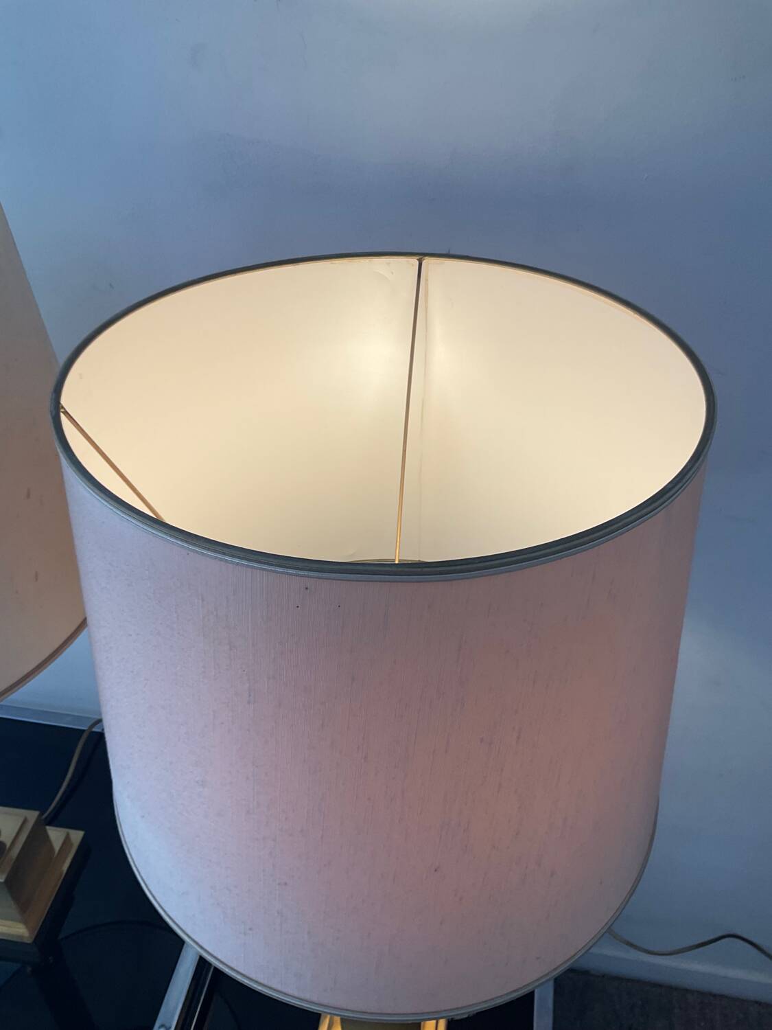 Pair of Empire style brass lamps