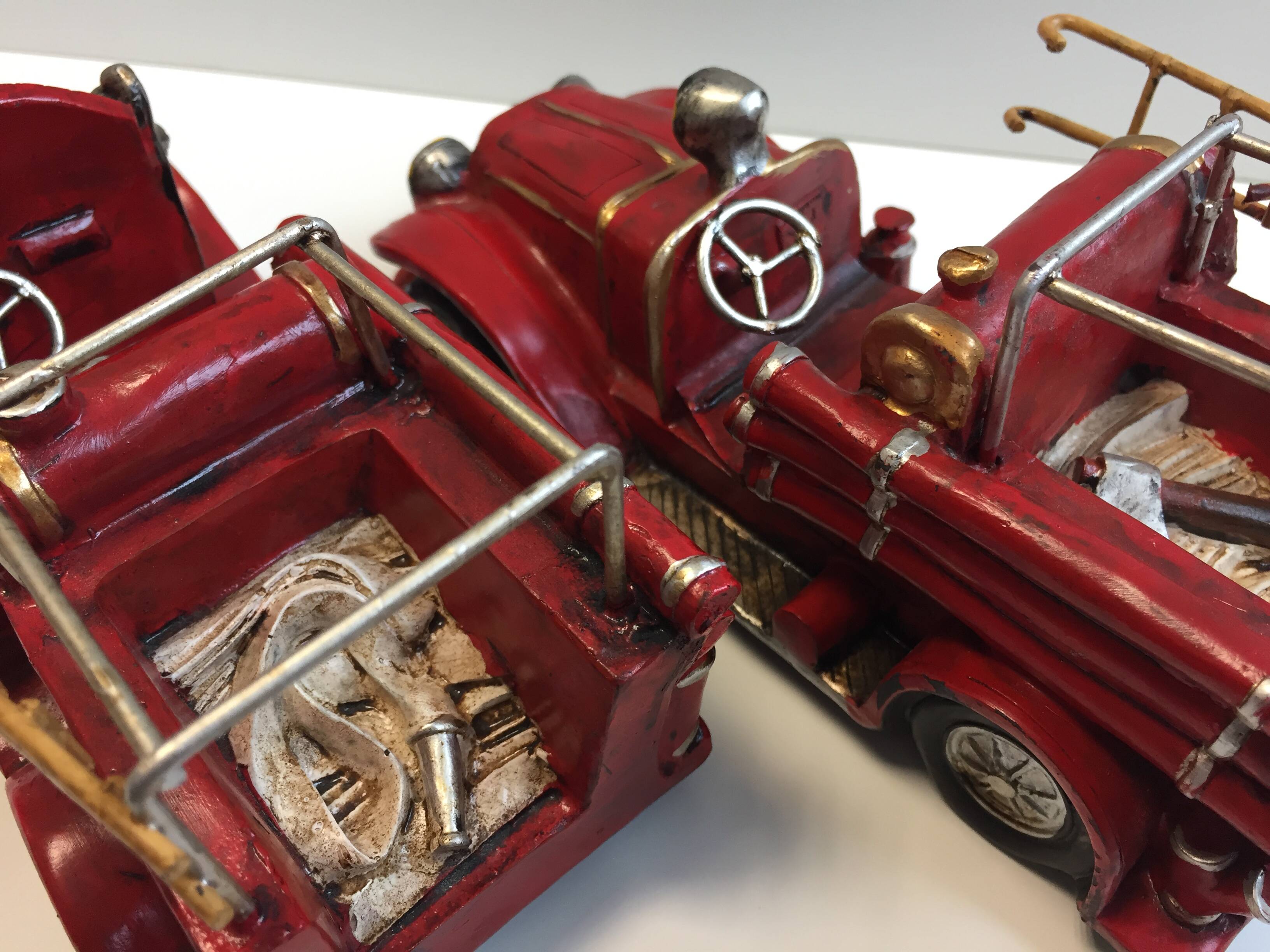 Collector toys duo of old miniature fire trucks 1930