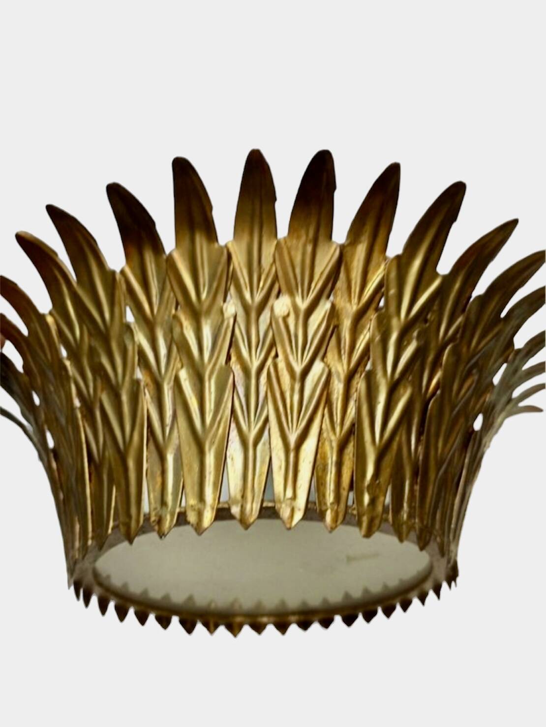 Lustre plafonnier soleil dorée métal verre ,1960