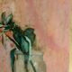 Oil painting on cardboard honeysuckle branch