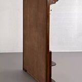 Art deco cloakroom coat rack in wood, mirror and chrome metal