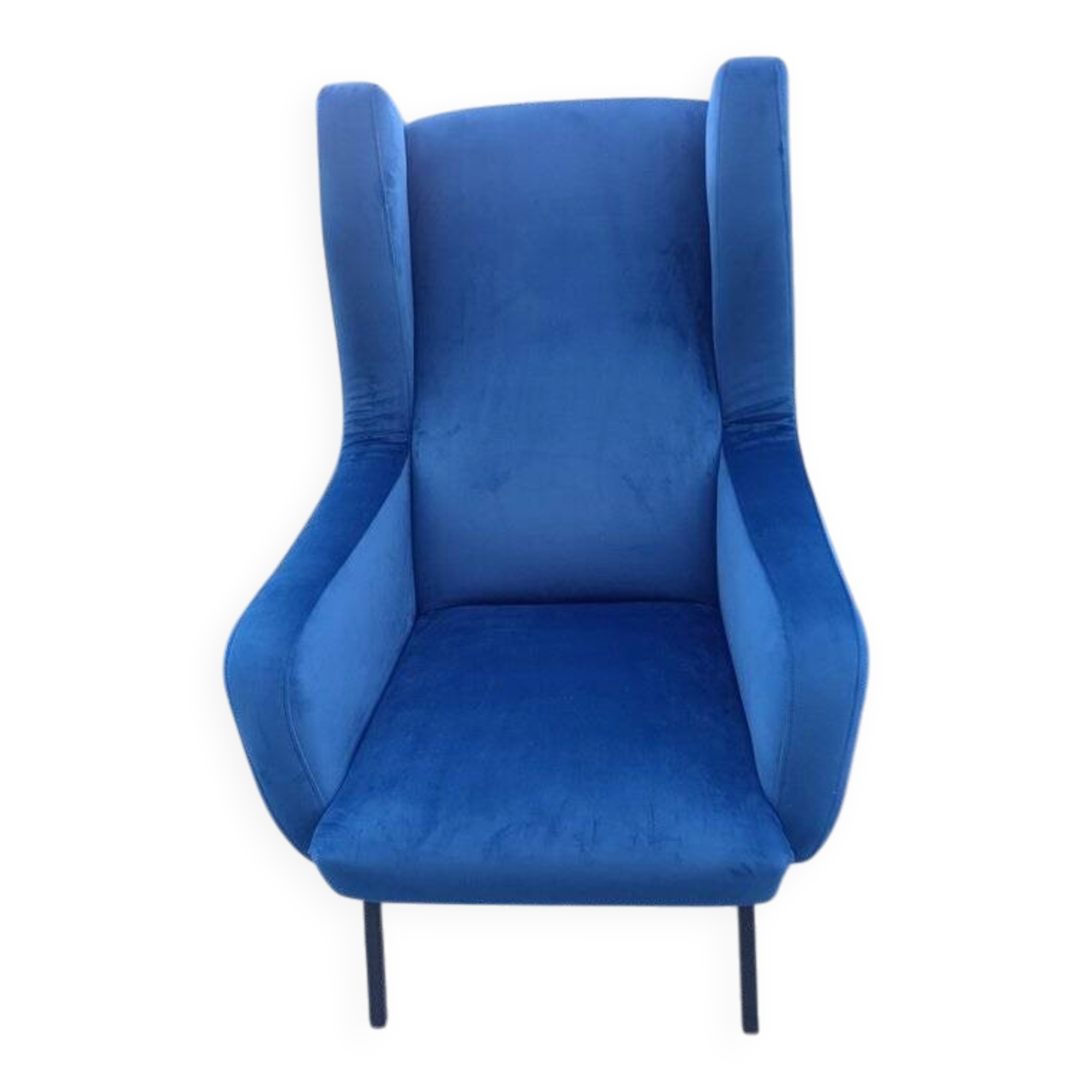 Chair with blue velvet backrest, 1960s