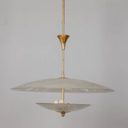 Lustre vintage années 40 en cristal décoré et laiton design italien