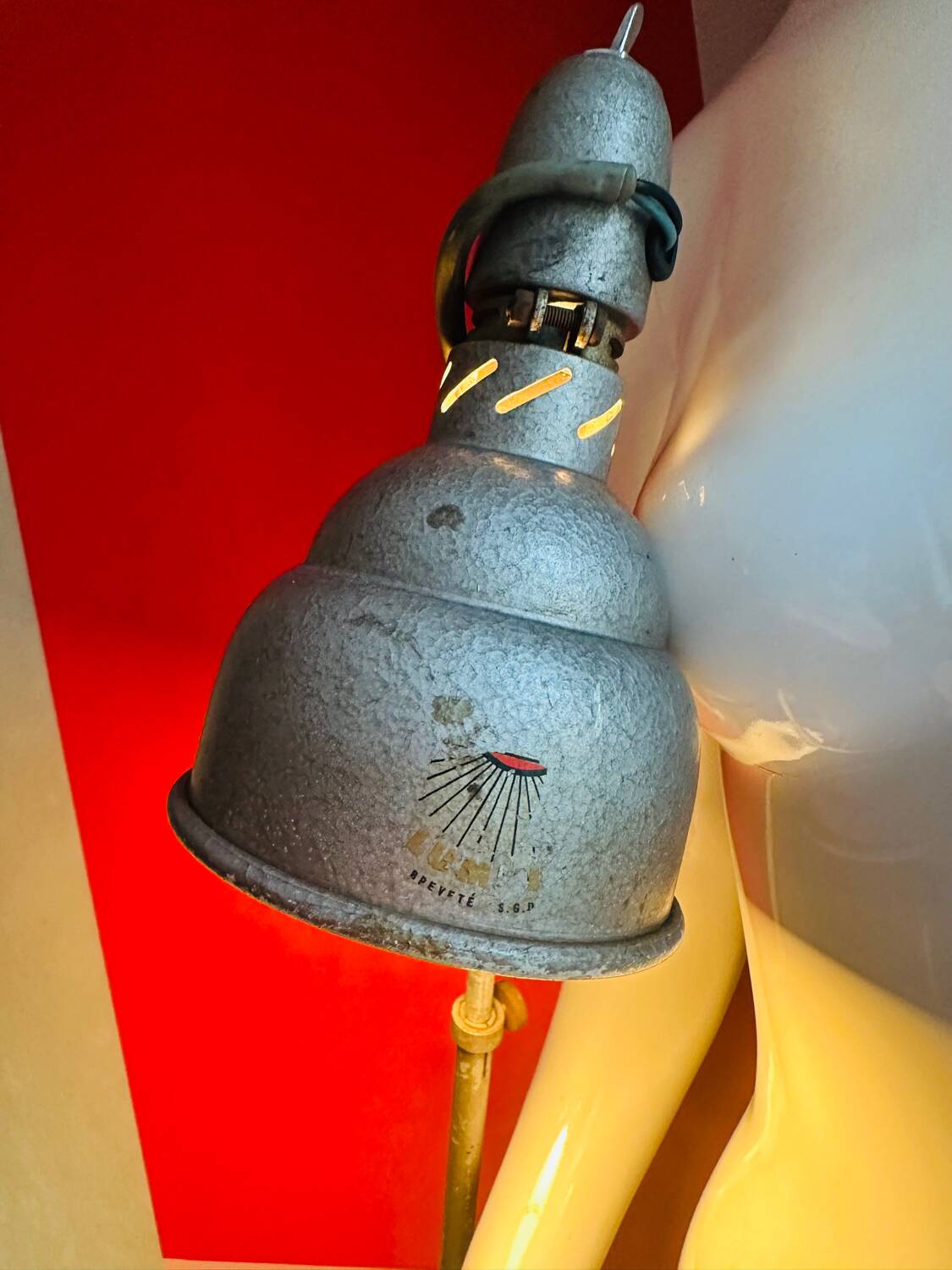 Pair of articulated industrial lamps 1950