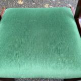 Scandinavian dining table and 4 Hans Olsen style chairs in teak and velvet.