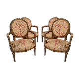 Set of 4 Louis XVI medallion armchairs