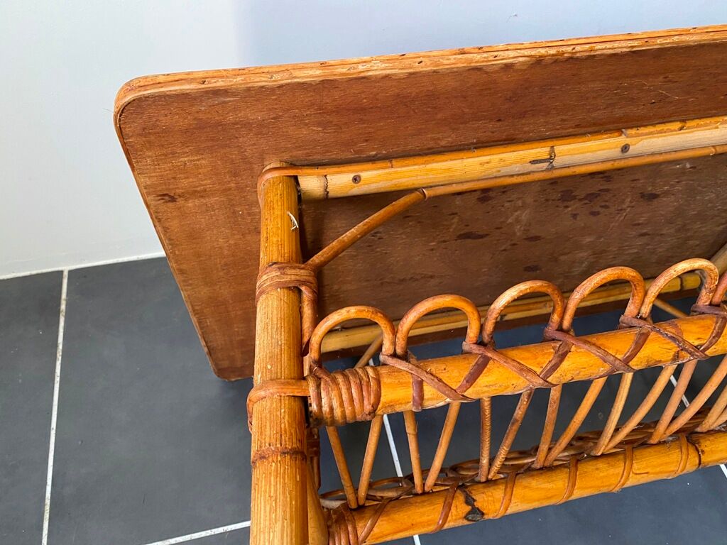 Vintage rattan coffee table 86x53x46 70s