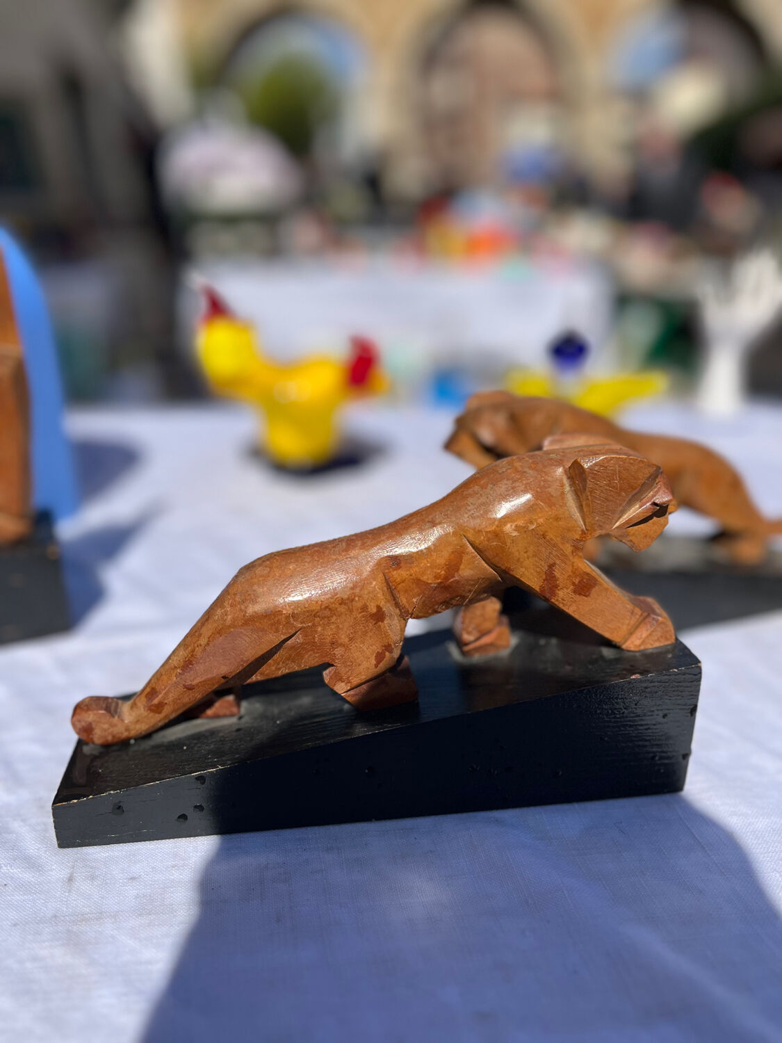 Pair of tight-fitting Art Deco panther bookends