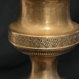 Pair of large 19th-century guilloché brass candlesticks - Louis XVI / Napoleon