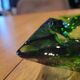 Green glass ashtray