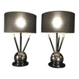 Pair of Art Deco "Sputnik Ball" Lamps in the Jacques Adnet style, circa 1930/4