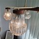 Vintage 60s rustic 4-light  wooden chandelier