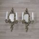 Large Pair of French Antique Bronze Mirror Double Candle Wall Sconces 5127