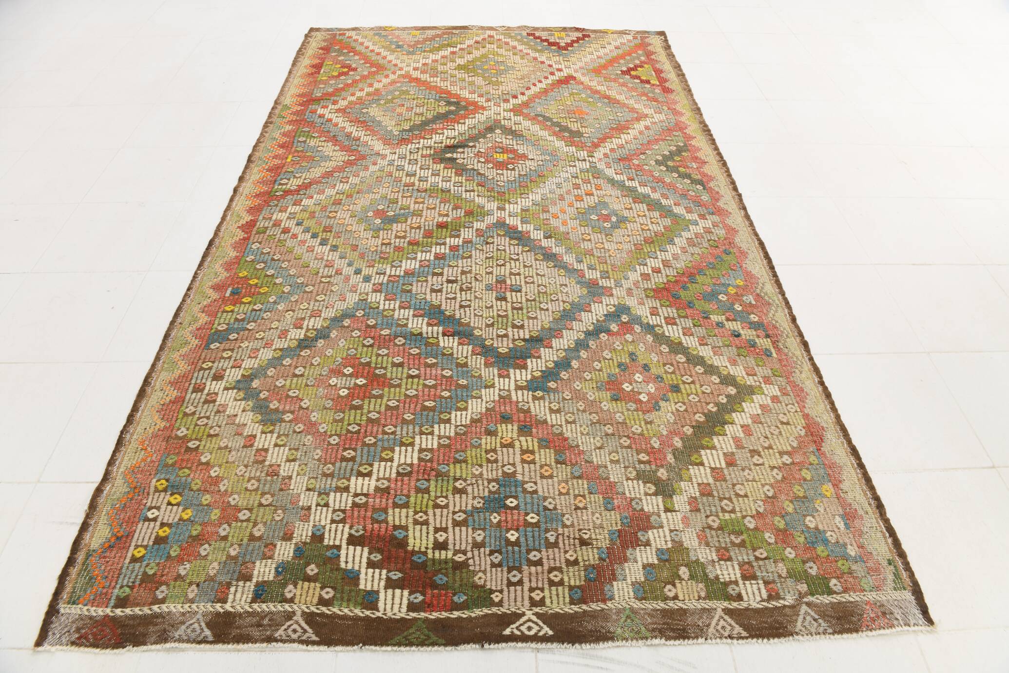 6x11 Large Area Kilim Rug, 192x330 Cm, Handwoven Kilim