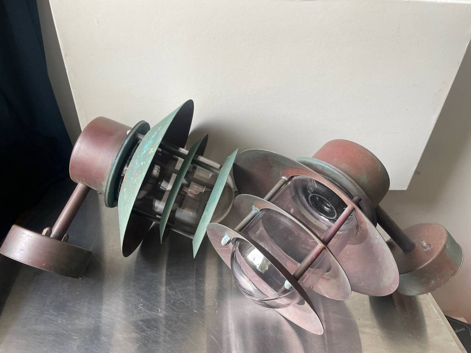 Pair of Classic Danish Vintage Outdoor Wall Lamps in  Copper