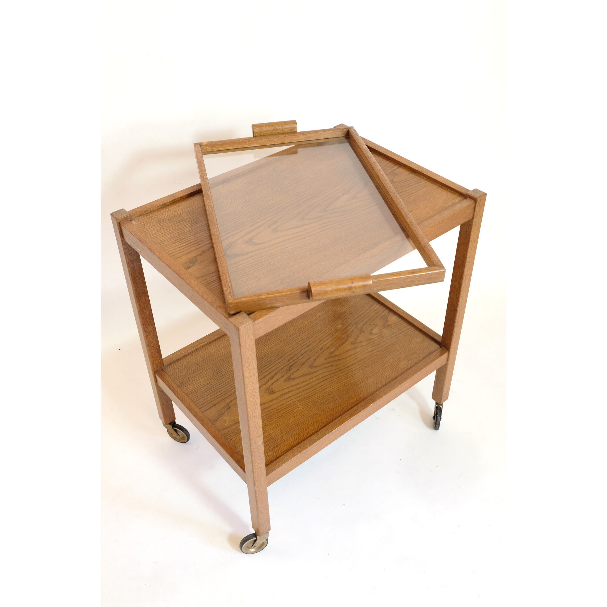 Light wood service and removable top from the 60s and 70s.