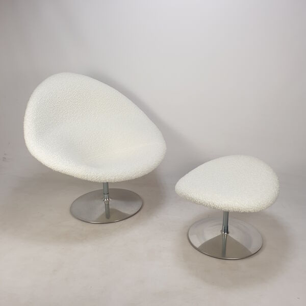 Fauteuil Big Globe avec pouf de Pierre Paulin pour Artifort, années 1980