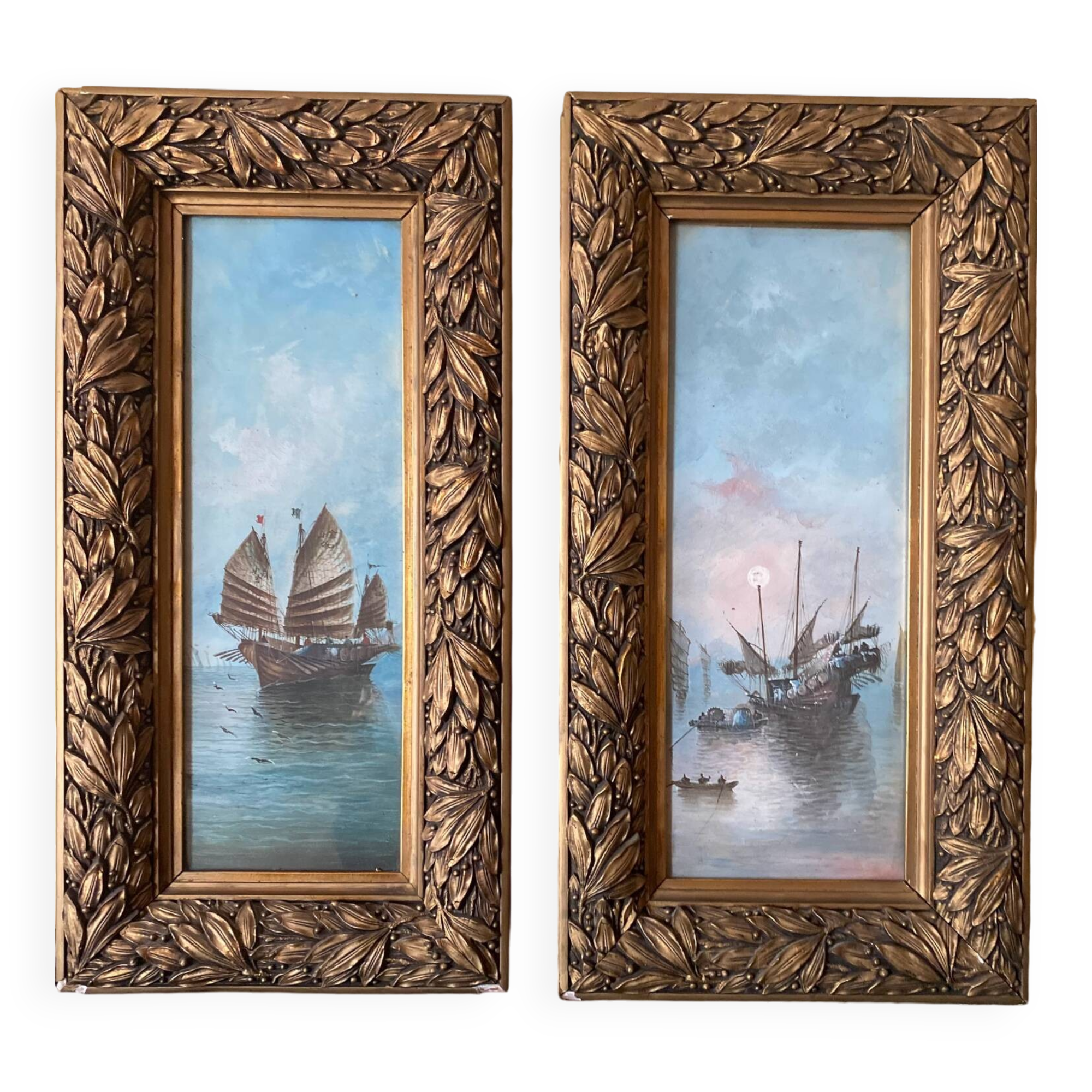 2 paintings, marine subject