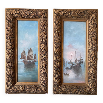 2 paintings, marine subject