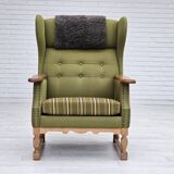 1970s, Danish highback armchair, wool, oak