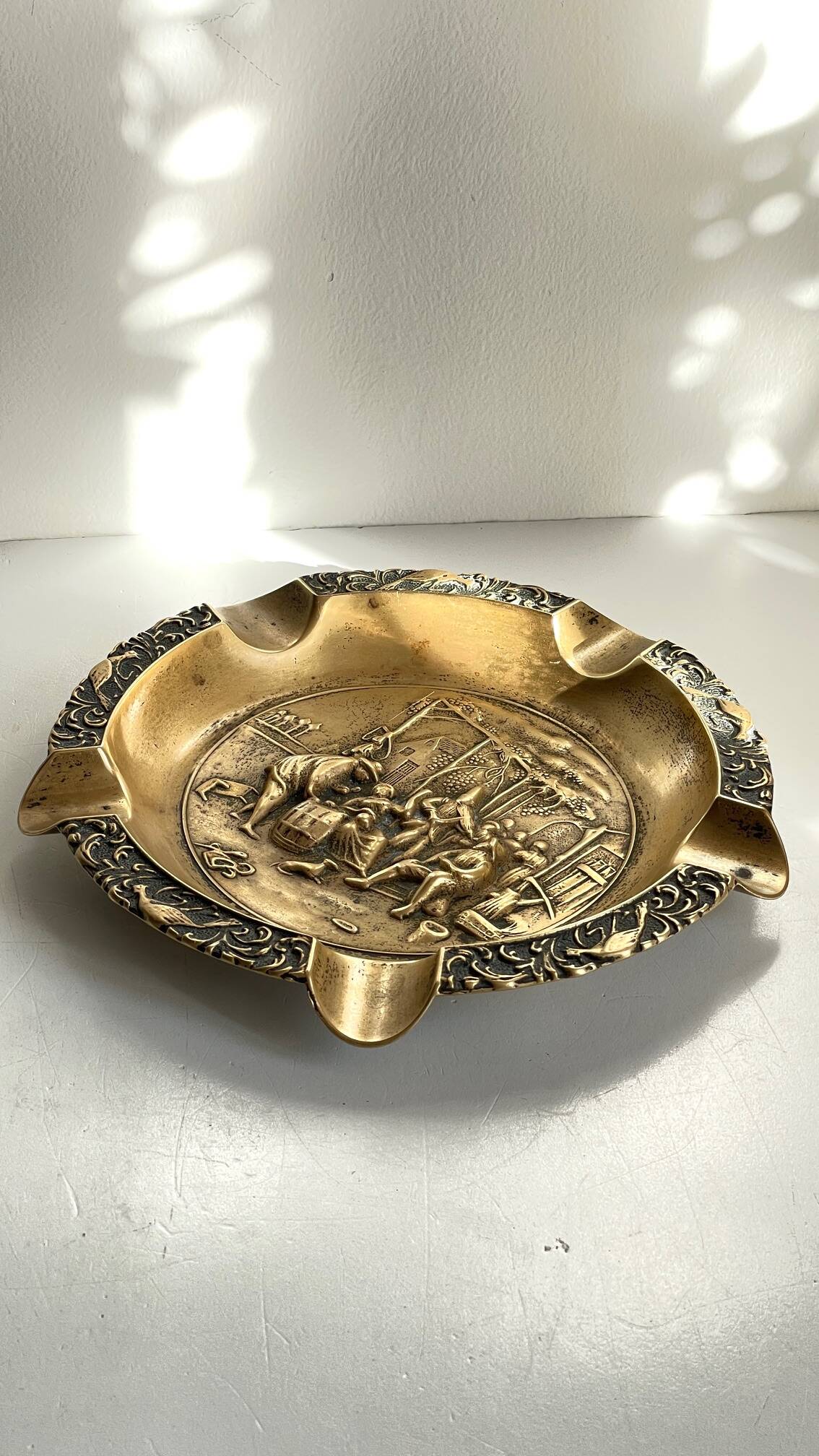 Large Vintage Solid Brass Ashtray
