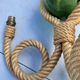 Audoux & Minet - vintage cord chandelier with 3 lights - France circa 1950