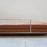 Cognac leather sofa bed, handmade by Eileen Gray, 1980/1990
