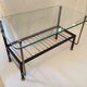 Coffee table in glass  black metal and brass vintage 1950