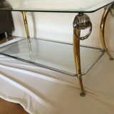 Table basse vintage chrome et dorée design 70-80
