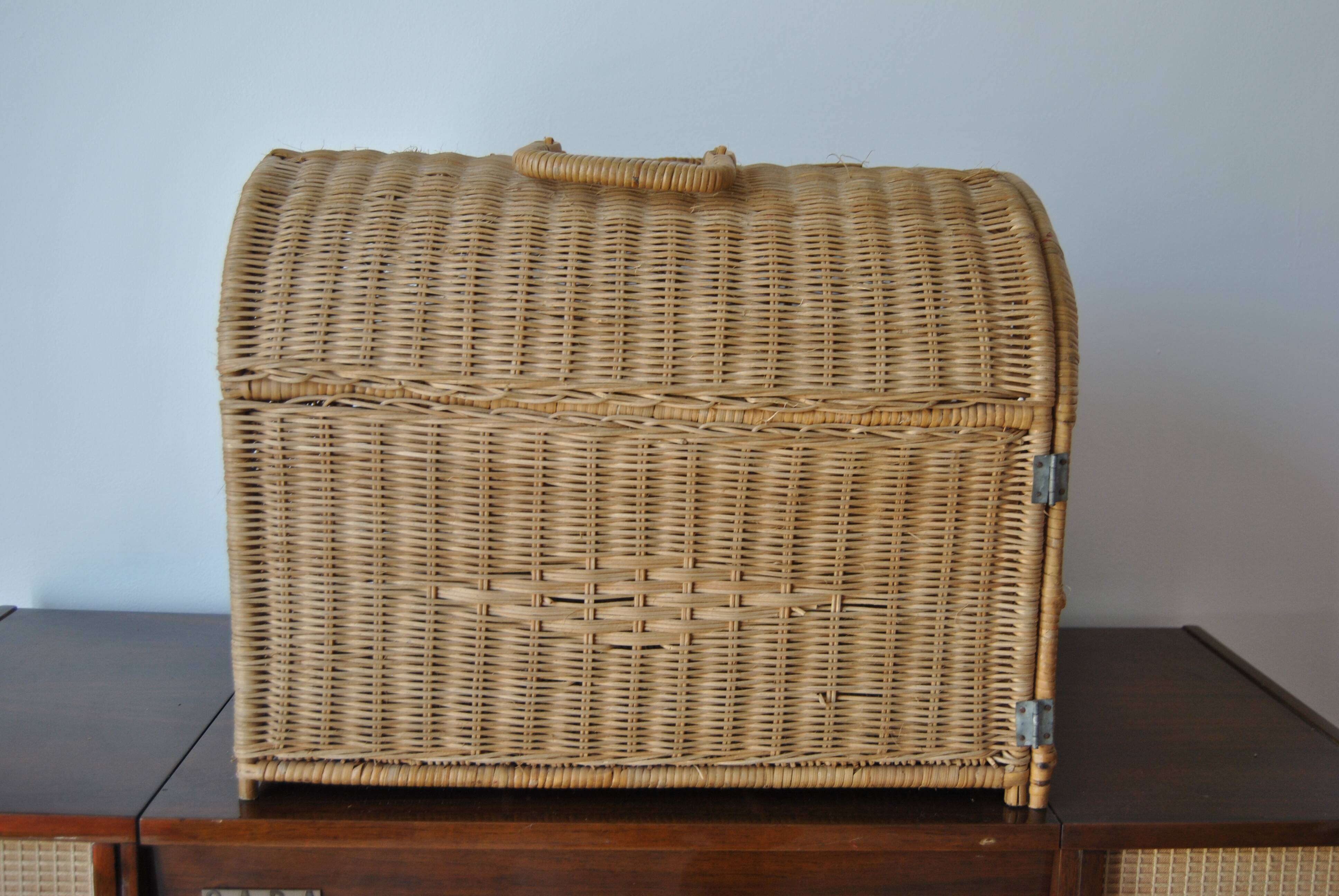 Wicker/rattan cat cage - 1970s