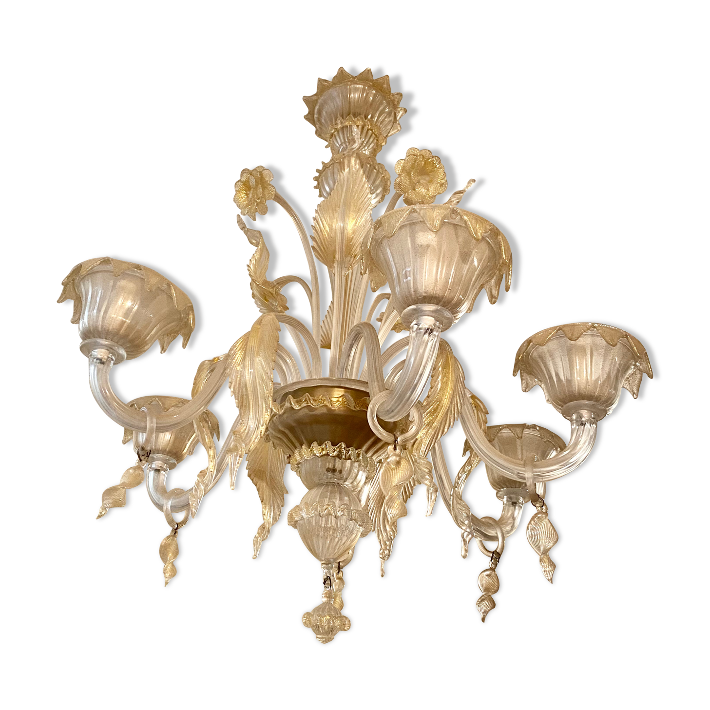 Chandelier murano Barovier gold inlay