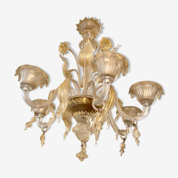 Chandelier murano Barovier gold inlay