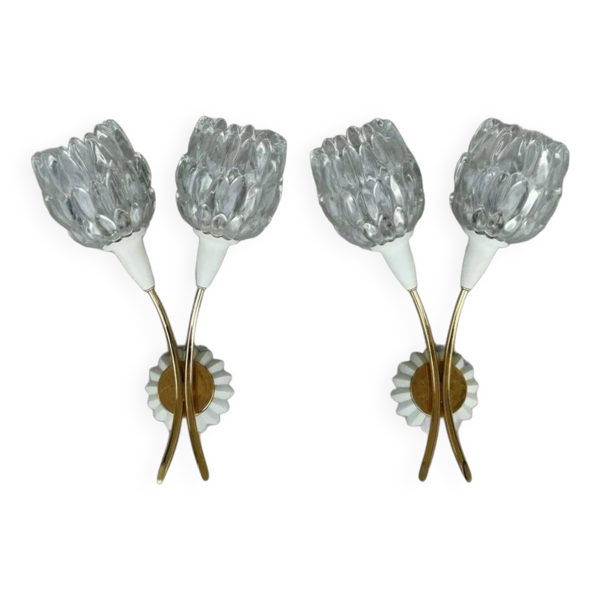 Pair of design wall lights 50s 60s lotus flower shape? Arlus? Lamp light.