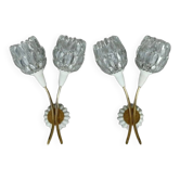Pair of design wall lights 50s 60s lotus flower shape? Arlus? Lamp light.