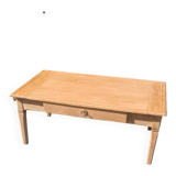 Solid wood coffee table with drawer and original key.