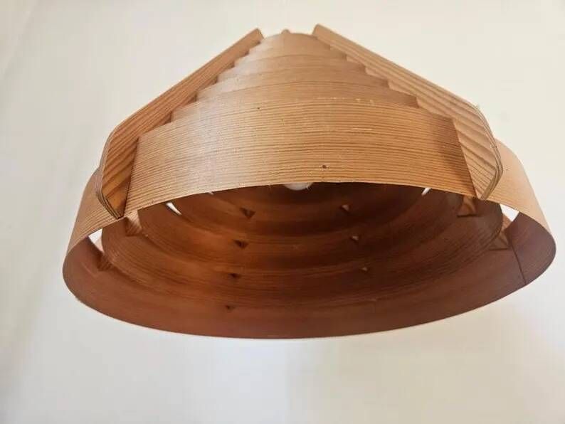 Rare Midcentury Large Wooden Pendant, Hans-Agne Jakobsson, Sweden, 1960s