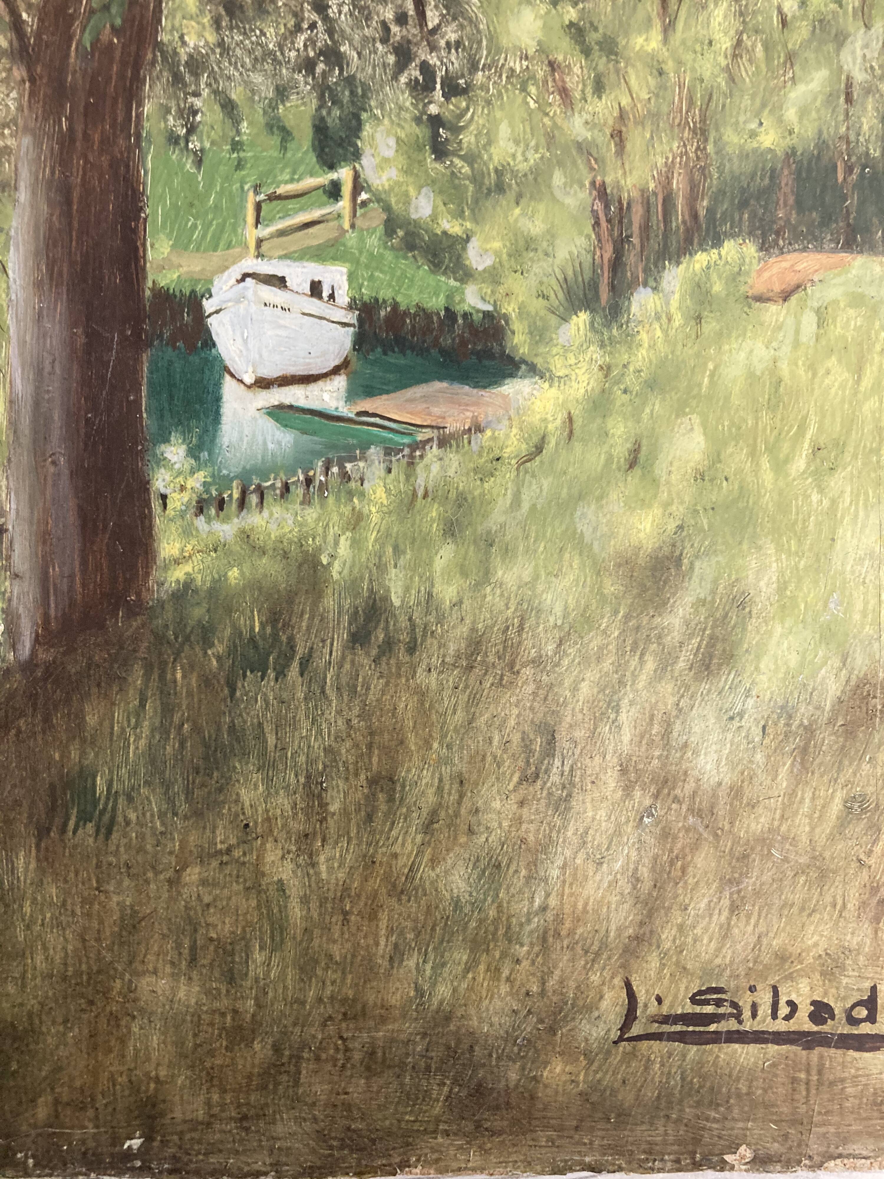 Landscape in oil on canvas signed