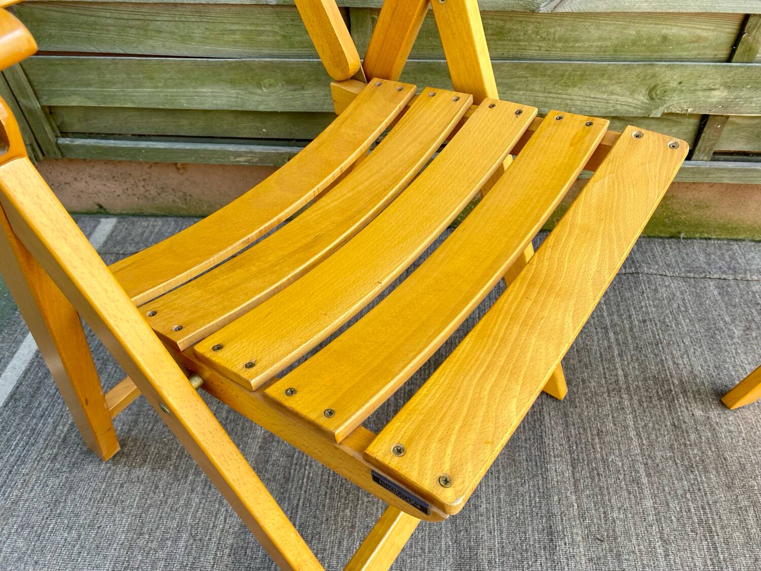 Pair of Clairitex France vintage garden armchairs from the 70s, solid wood