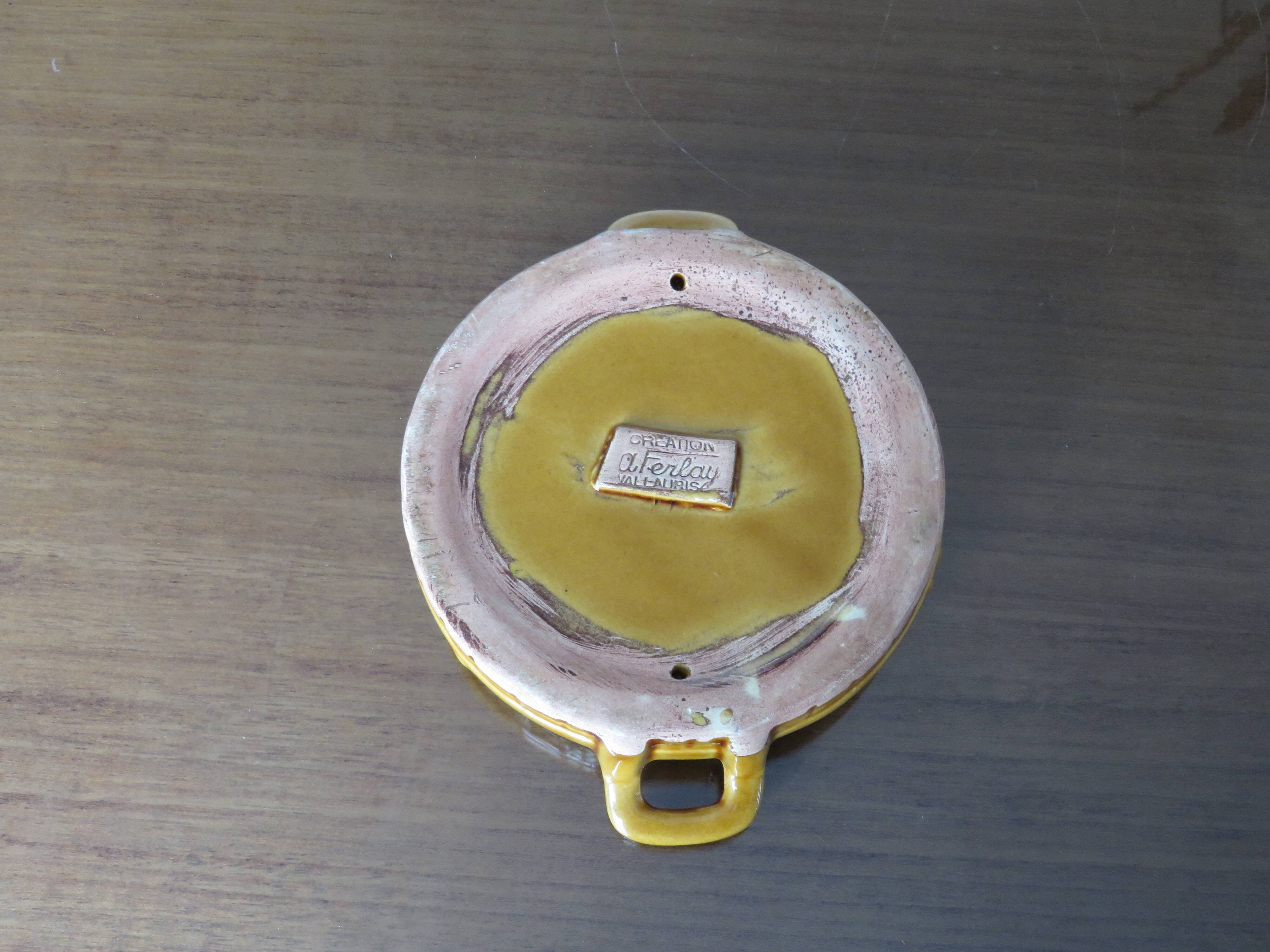 Albert Ferlay Vallauris ceramic bottle coaster 50s 60s